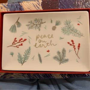 NWT, Fringe Studio, Decorative Christmas Tray, ‘Nordic Pine’, Gift Box, 4”x6”